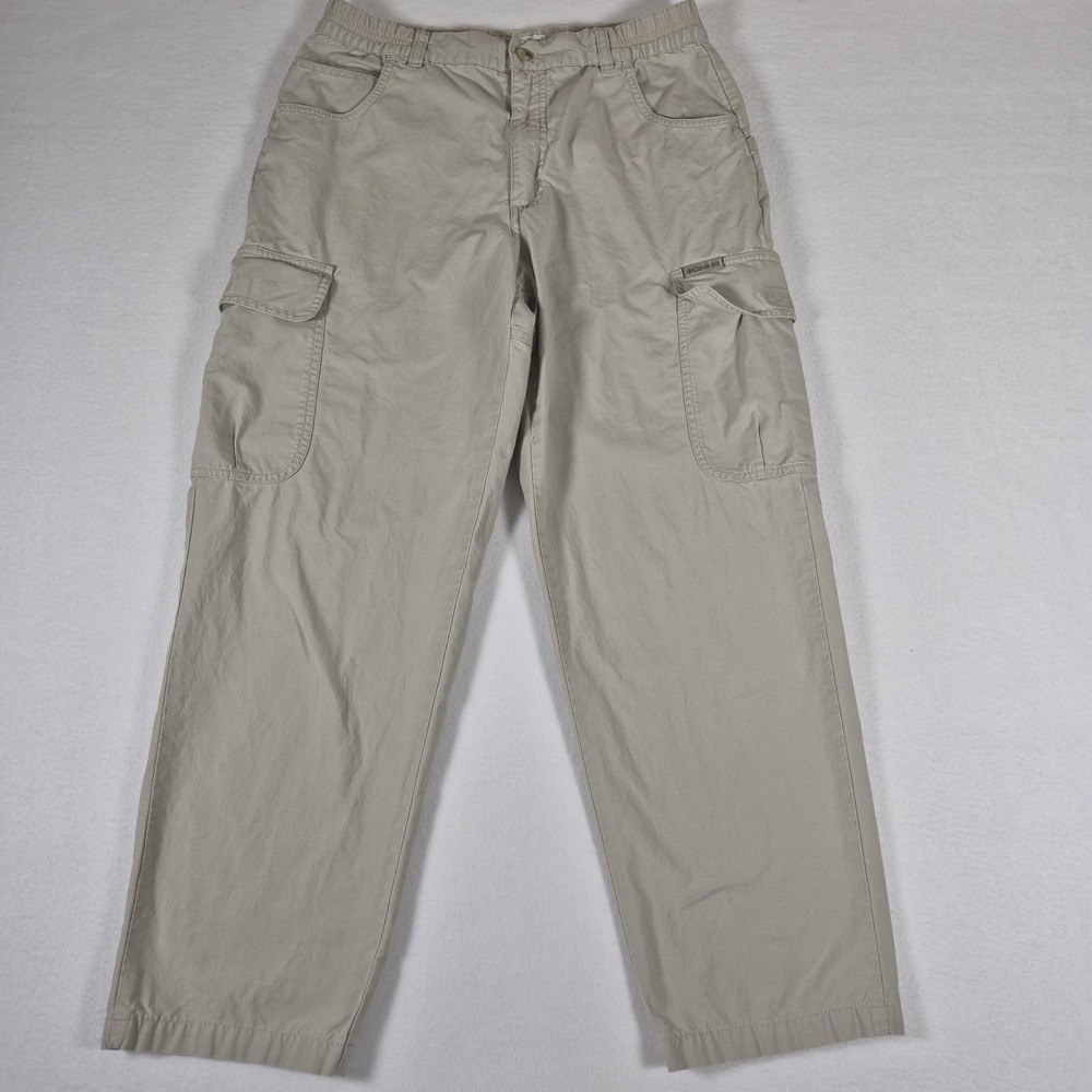 Columbia Cargo Pants Mens 32x27 Beige Elastic Waist Hiking Outdoors Vintage Y2K